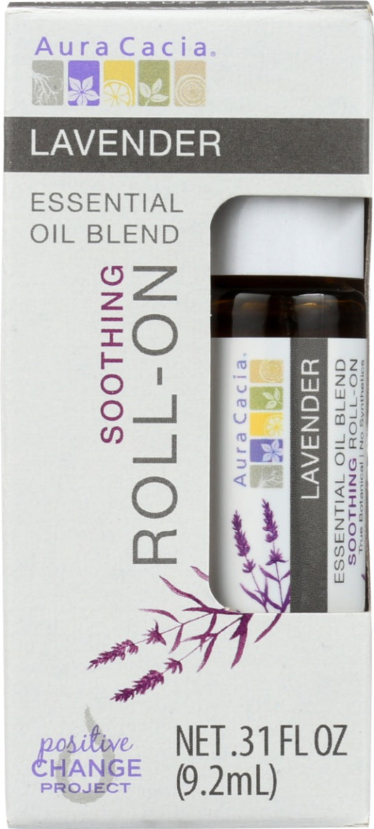 AURA CACIA: Lavender Roll On Essential Oil, 0.31 fo