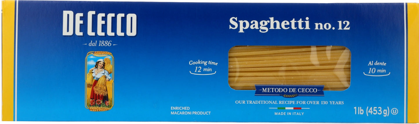 DE CECCO: Spaghetti No 12 Pasta, 16 oz