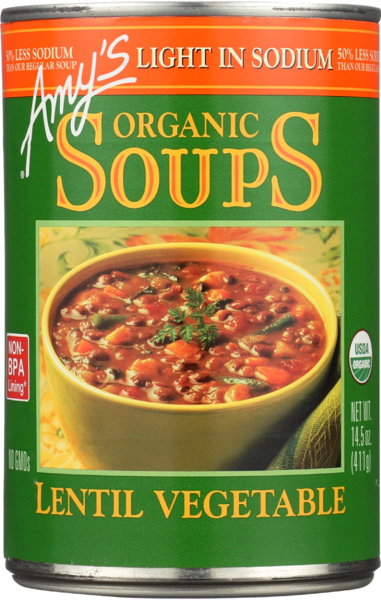 AMYS: Organic Lentil Vegetable Soup Light In Sodium, 14.5 oz