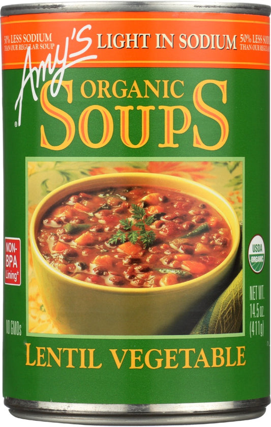 AMYS: Organic Lentil Vegetable Soup Light In Sodium, 14.5 oz