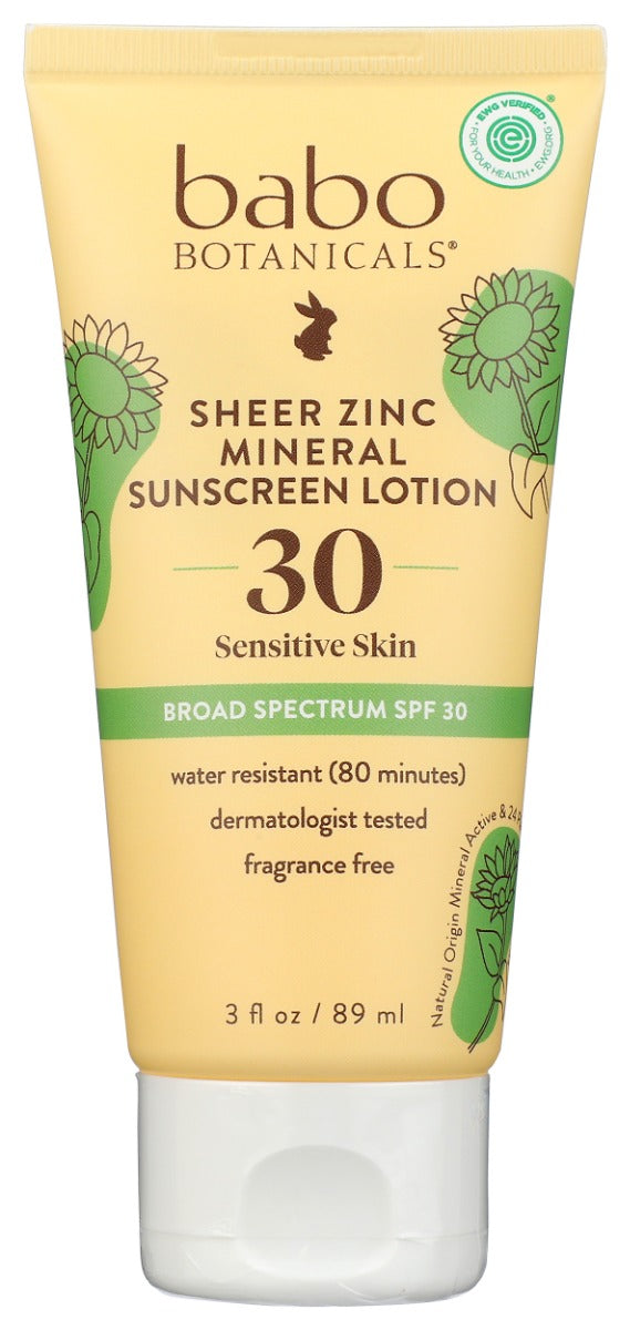 BABOBOTANI: Sheer Zinc Mineral Sunscreen Lotion SPF30, 3 oz