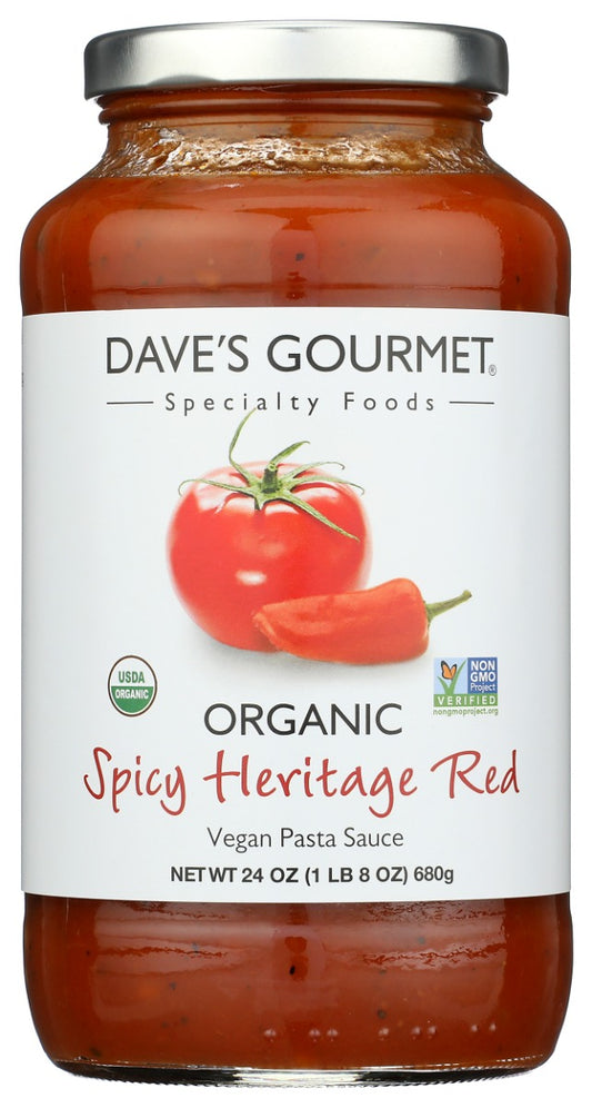 DAVES GOURMET: Organic Spicy Heritage Red Pasta Sauce, 24 oz