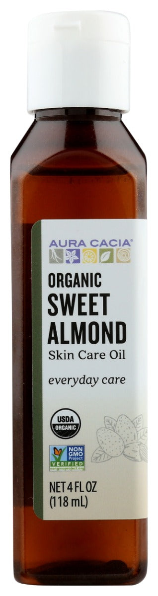 AURA CACIA: Organic Sweet Almond Skin Care Oil, 4 oz