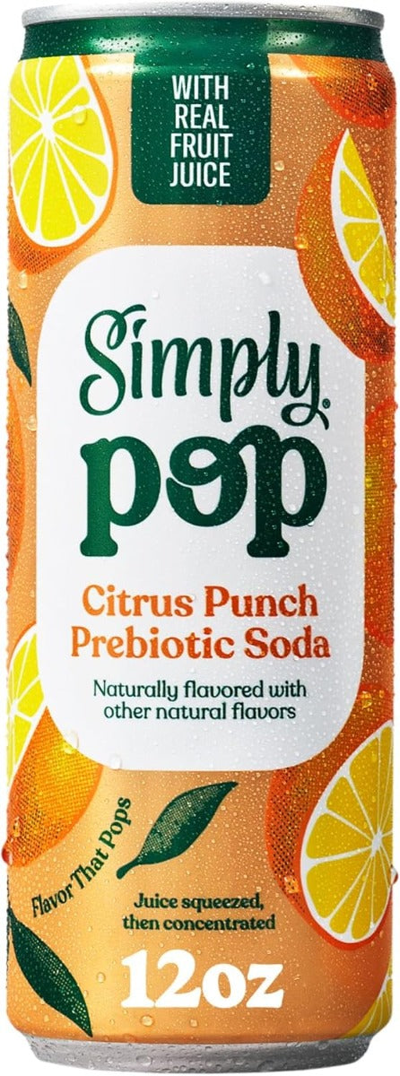 SIMPLY POP: Citrus Punch Prebiotic Soda, 12 fo