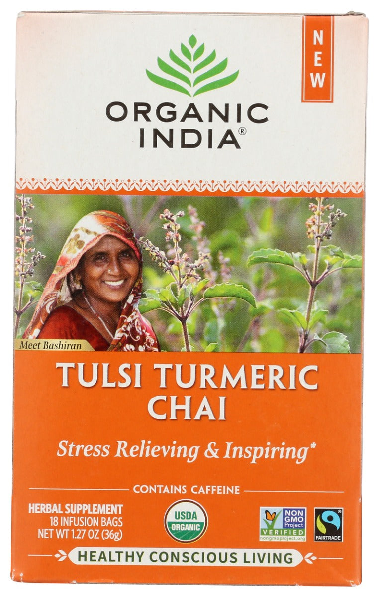 ORGANIC INDIA: Tulsi Turmeric Chai Tea, 18 bg