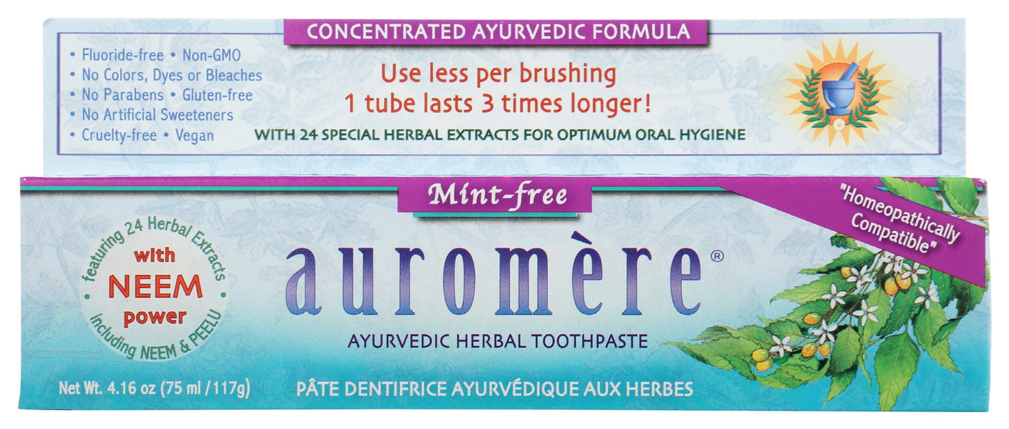 AUROMERE: Mint Free Ayurvedic Toothpaste, 4.16 oz