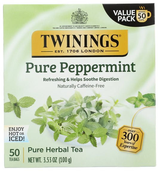 TWINING TEA: Pure Peppermint Herbal Tea, 50 bg