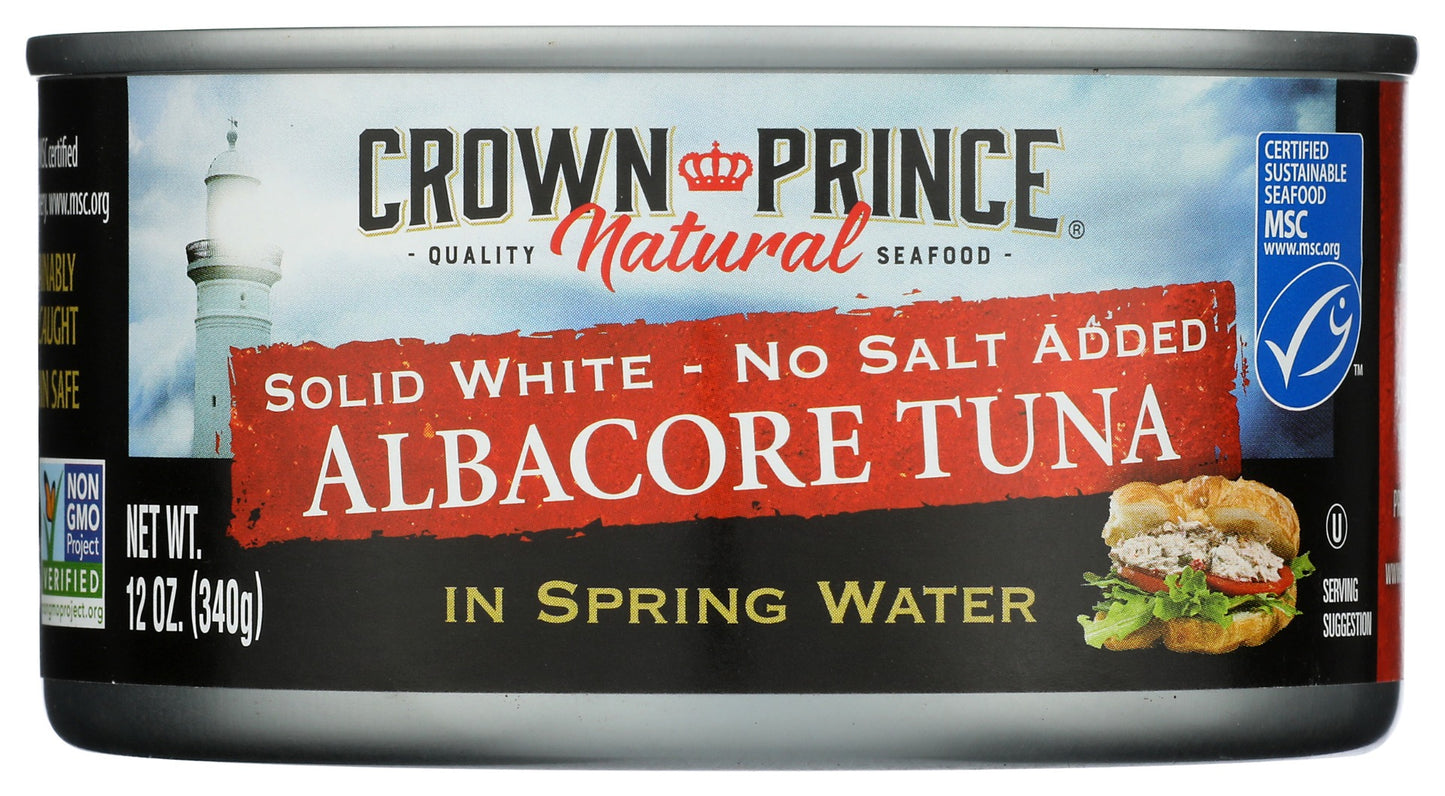 CROWN PRINCE: Solid White Albacore Tuna No Salt Added, 12 oz