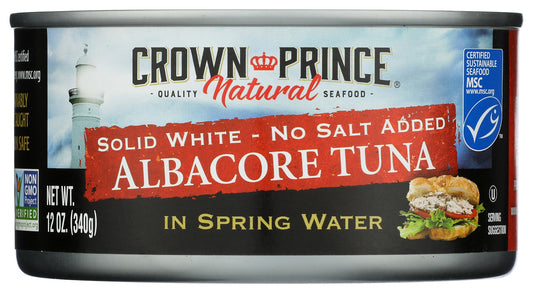 CROWN PRINCE: Solid White Albacore Tuna No Salt Added, 12 oz