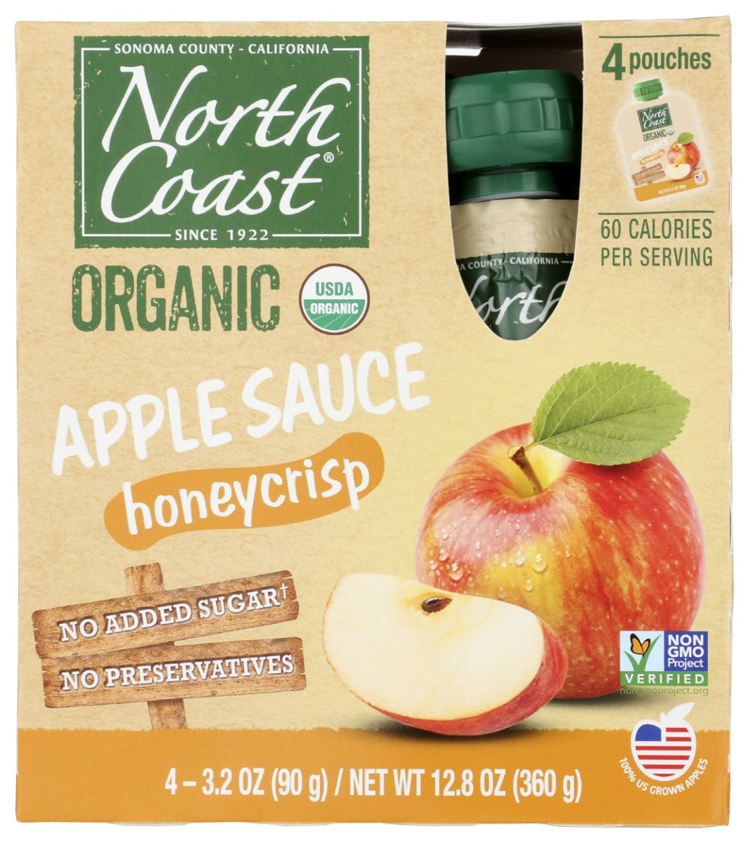 NORTH COAST: Organic Honeycrisp Apple Sauce Pouches 4Pk, 12.8 oz