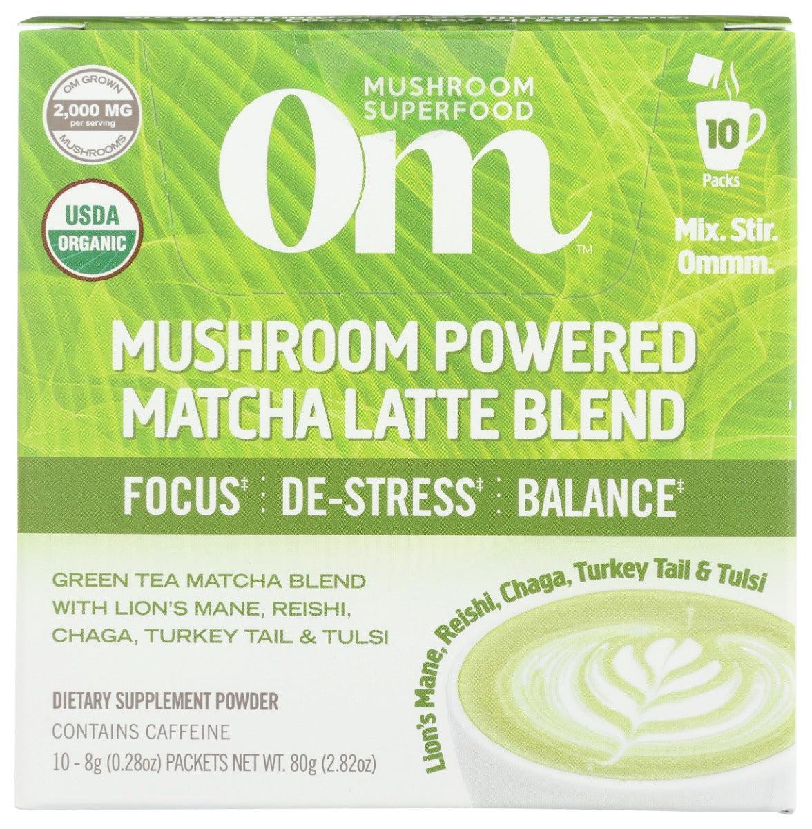 OM MUSHROOMS: Mushroom Matcha Latte Blend, 2.82 oz