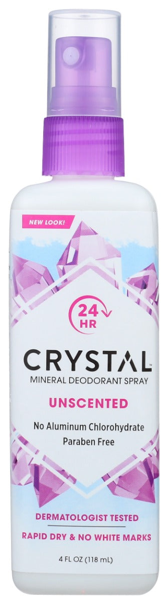CRYSTAL BODY DEODORANT: Mineral Deodorant Spray Unscented, 4 oz