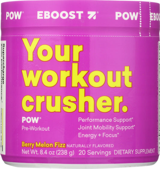 EBOOST: Pow Natural Pre Workout Berry Melon, 8.4 oz