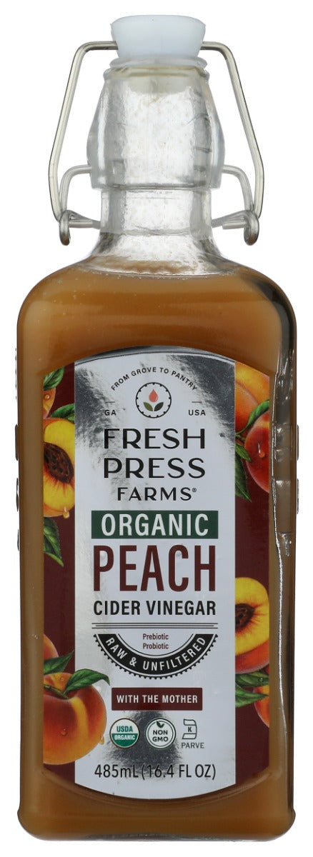 FRESH PRESS FARMS: Organic Peach Cider Vinegar, 485 ml