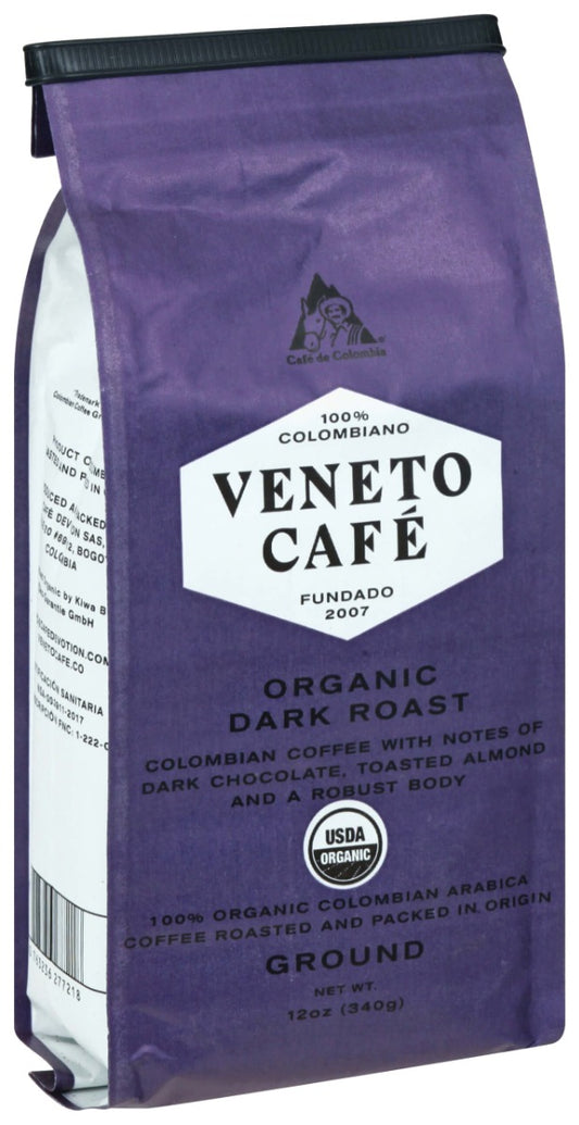 VENETO CAFE: Organic Dark Roast Ground Coffee, 12 oz