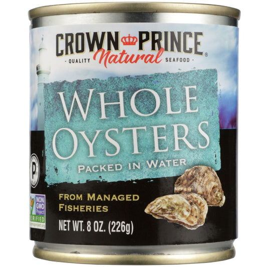 CROWN PRINCE: Whole Oysters Packed In Water, 8 oz