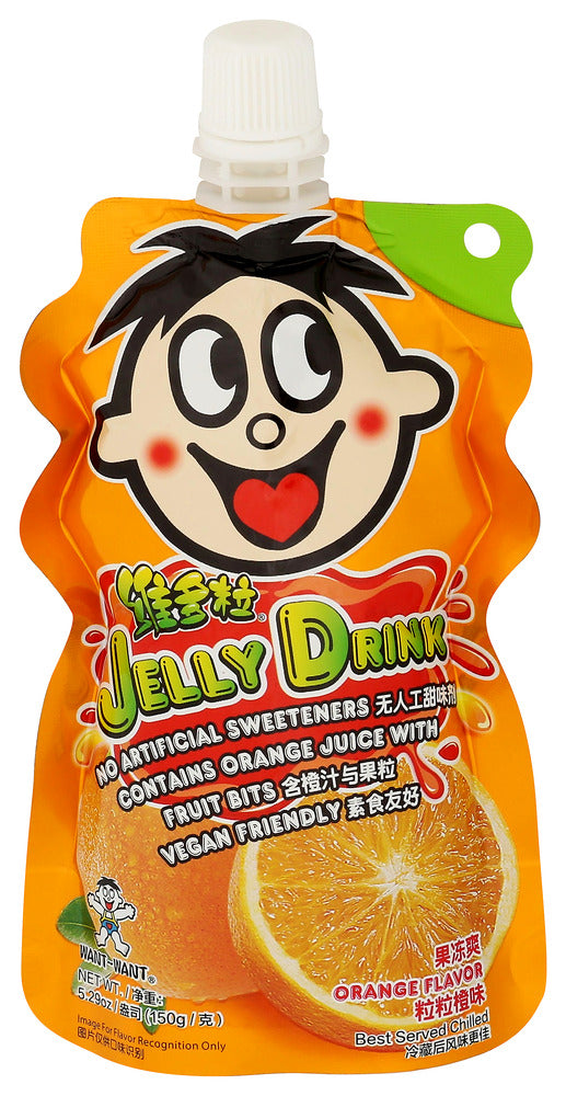 WANT WANT: Orange Jelly Drink, 5.29 fo