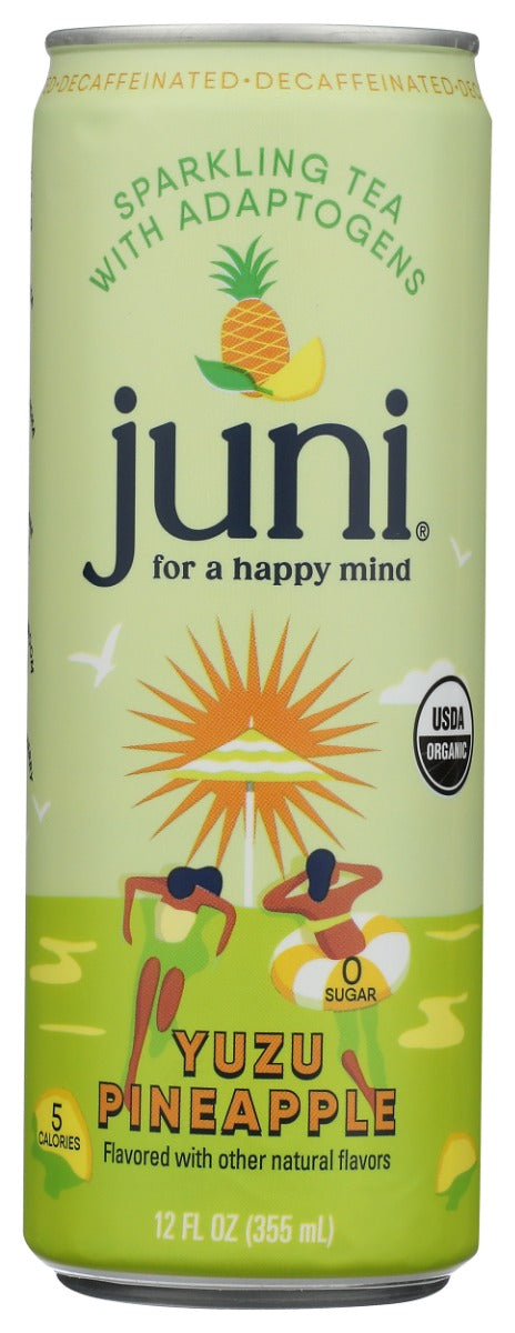 JUNI: Yuzu Pineapple Sparkling Tea with Adaptogens, 12 fo