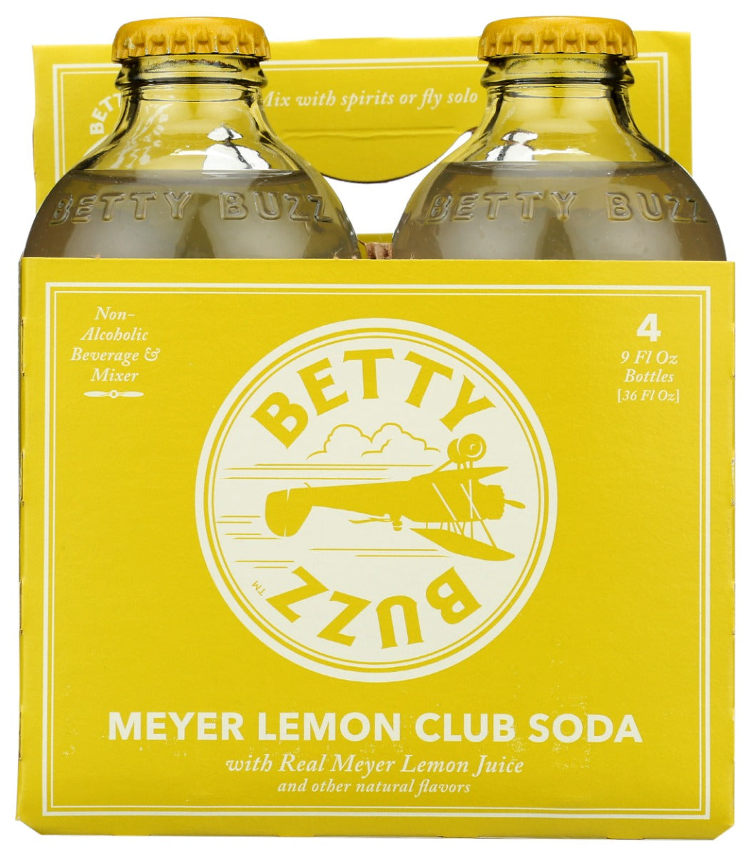 BETTY BUZZ: Meyer Lemon Club Soda Bottles 4Pk, 36 fo